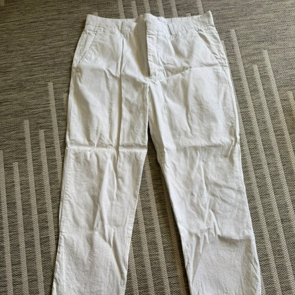 Perry Ellis White Linen Blend Pants | 34x32 | Summer Casual Dress Trouser